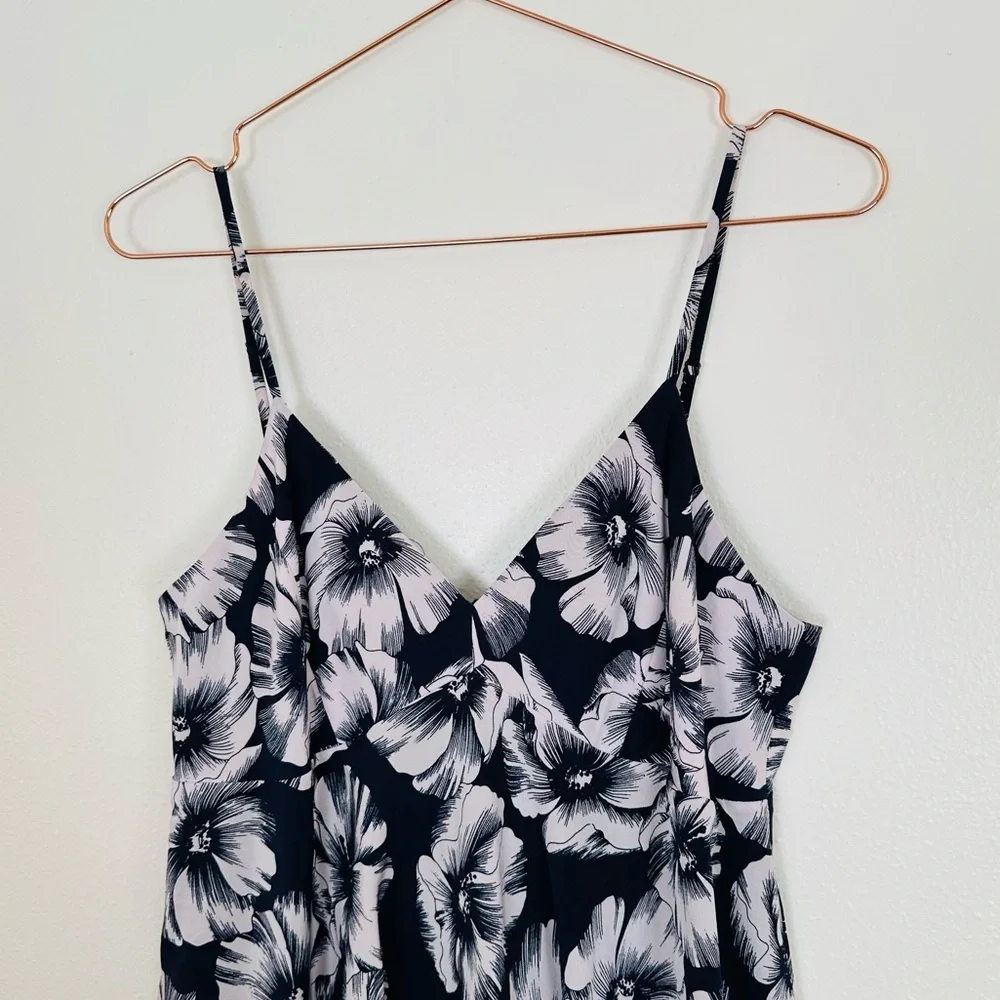 J. Crew Floral Tiered Ruffle 100% Silk Thin Straps Midi Dress